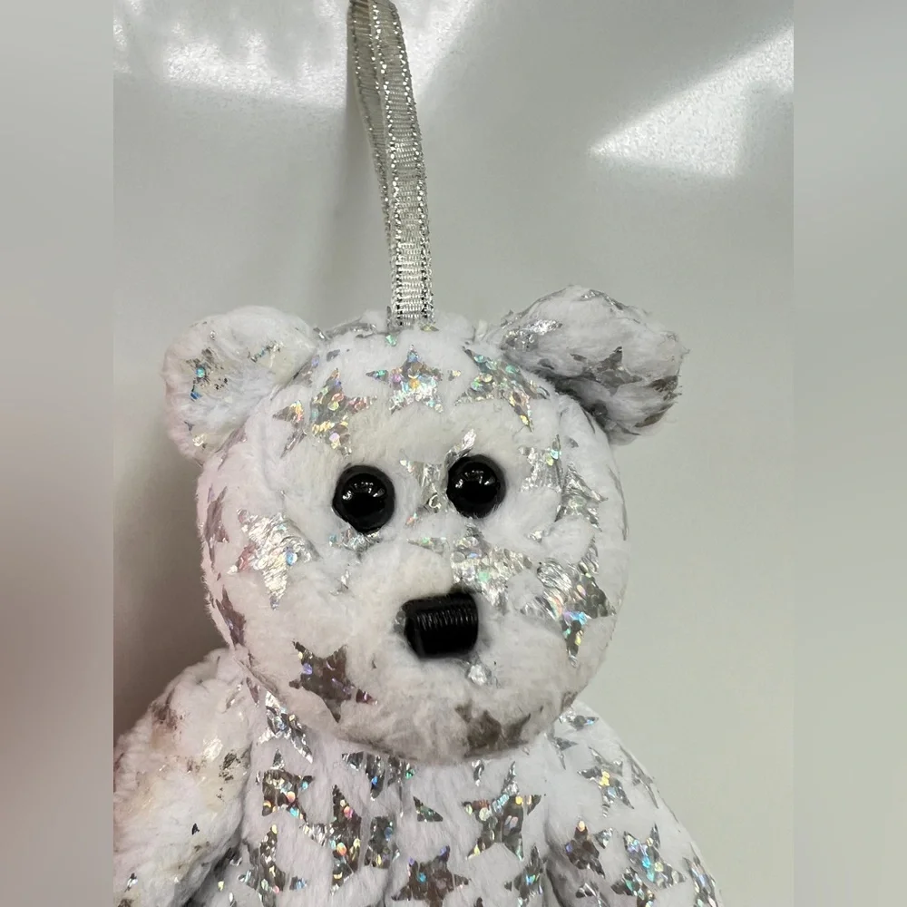TY Beanie Mum pink bear 2001 and bell silver white Beginning baby 2000 set of 2